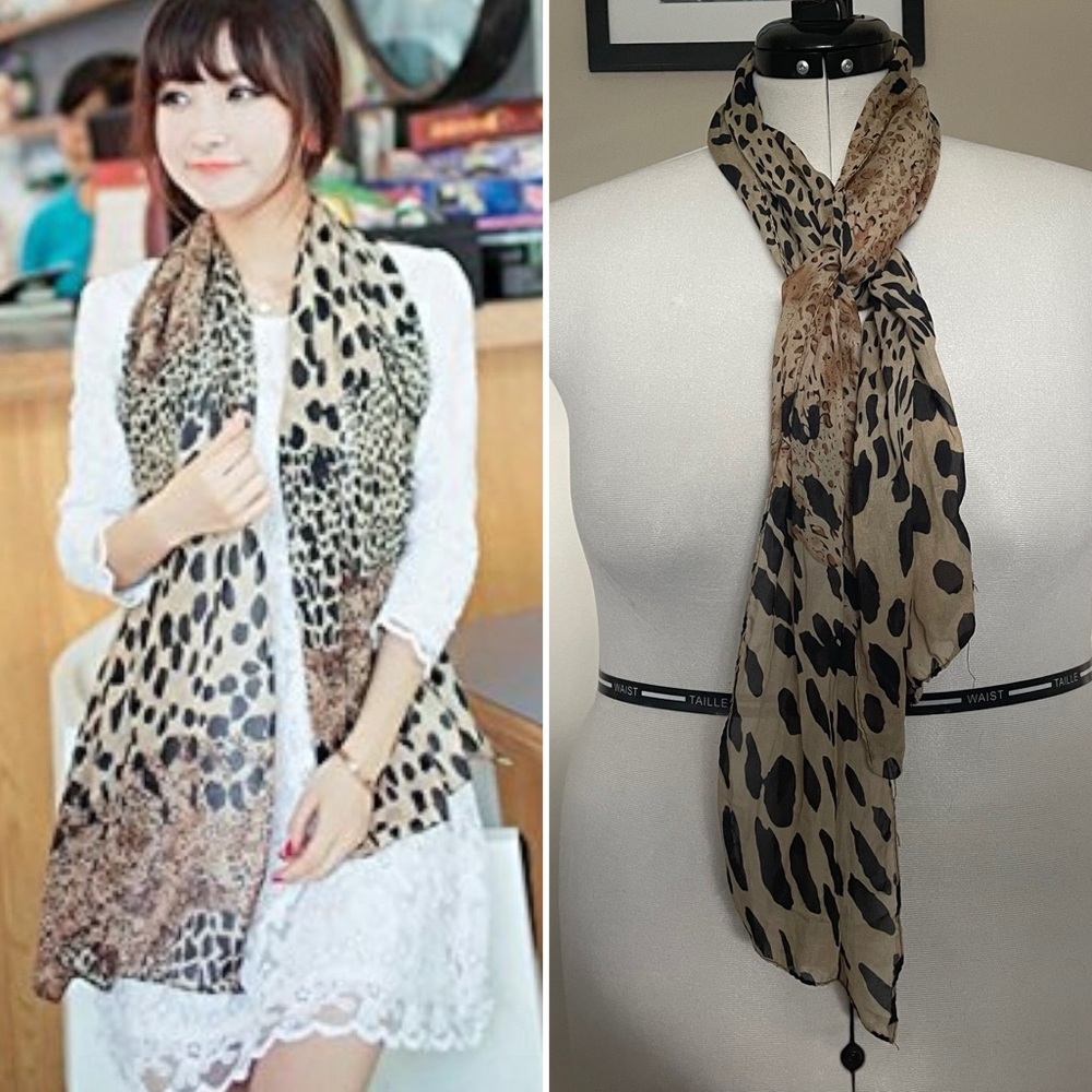 3/$15 Women’s or Girl’s Fashion Sheer Scarf or Wrap Sheer Animal Print Pattern